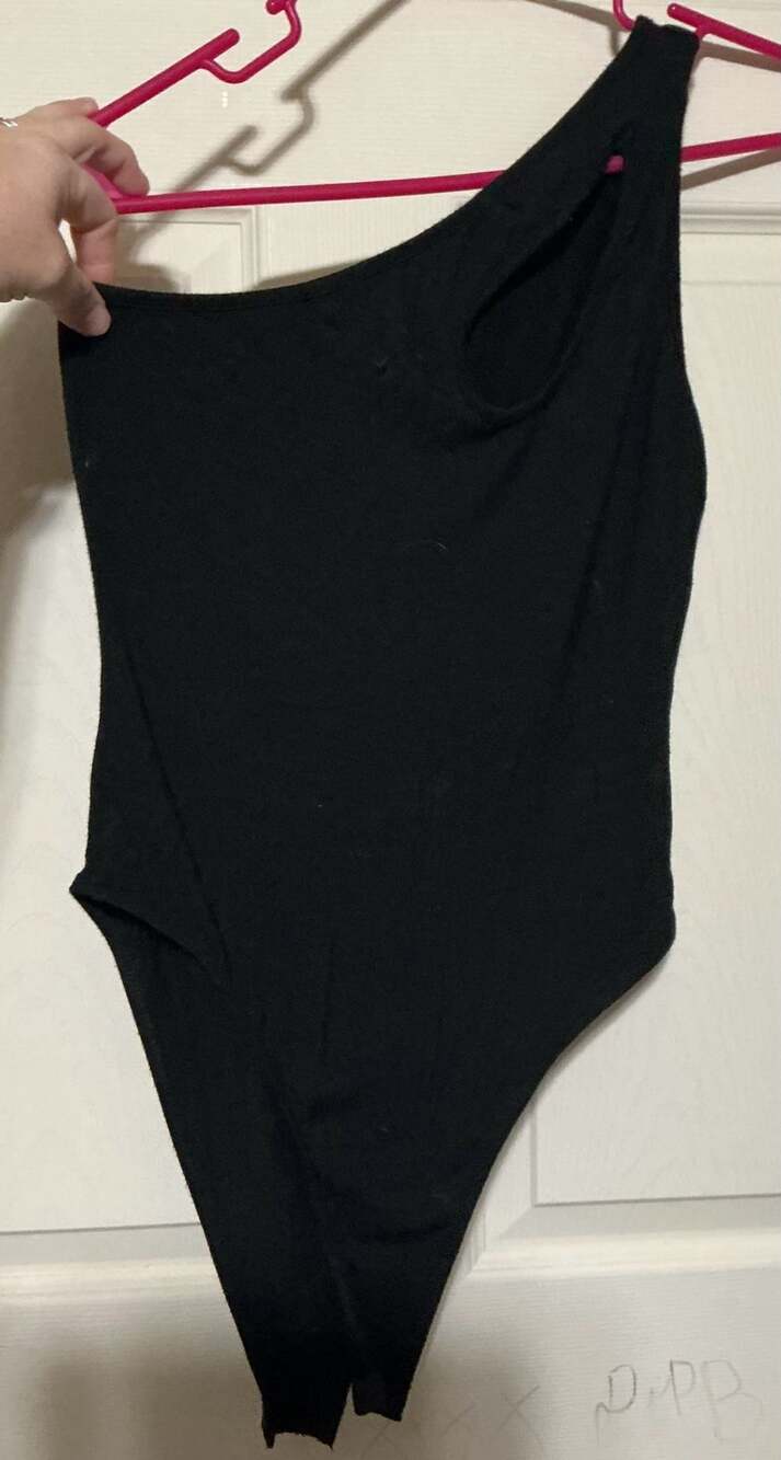 SHEIN One Shoulder Cutout Bodysuit Black